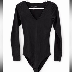 Everlane Black Long Sleeve V-Neck Bodysuit Size Small